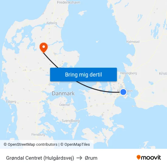 Grøndal Centret (Hulgårdsvej) to Ørum map