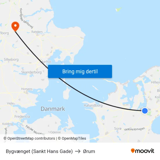 Bygvænget (Sankt Hans Gade) to Ørum map