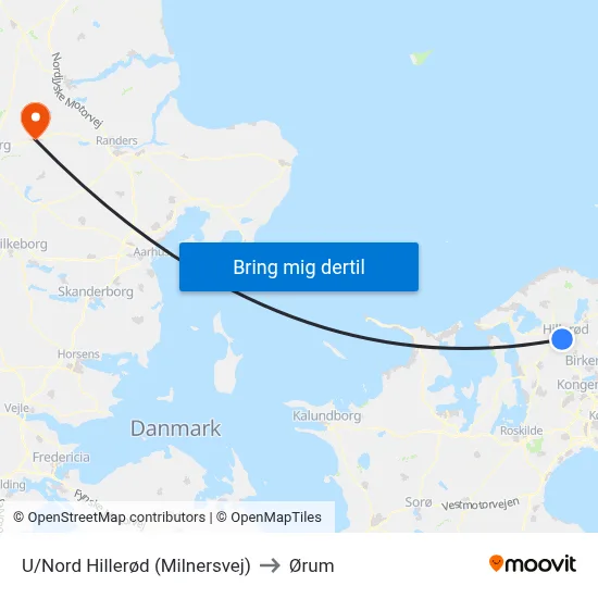 U/Nord Hillerød (Milnersvej) to Ørum map