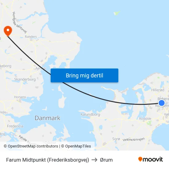 Farum Midtpunkt (Frederiksborgvej) to Ørum map