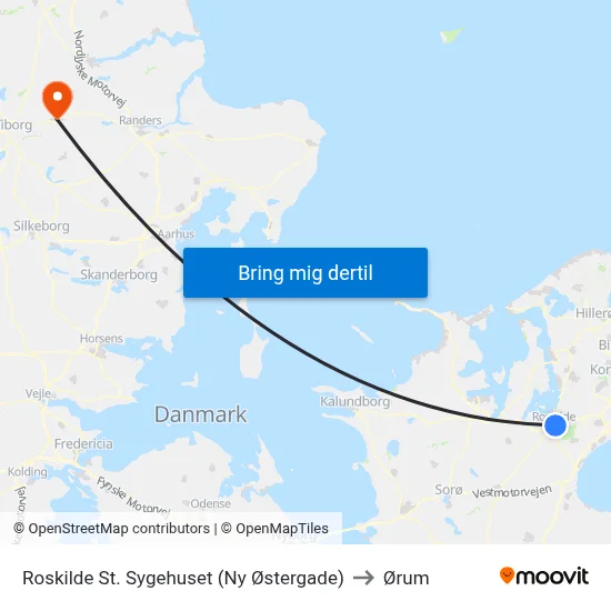 Roskilde St. Sygehuset (Ny Østergade) to Ørum map
