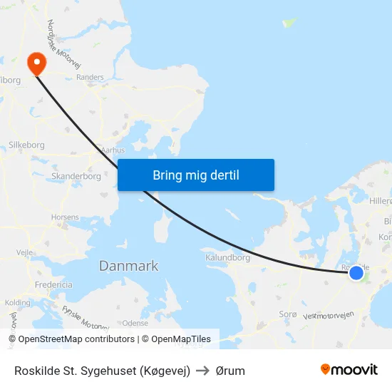 Roskilde St. Sygehuset (Køgevej) to Ørum map