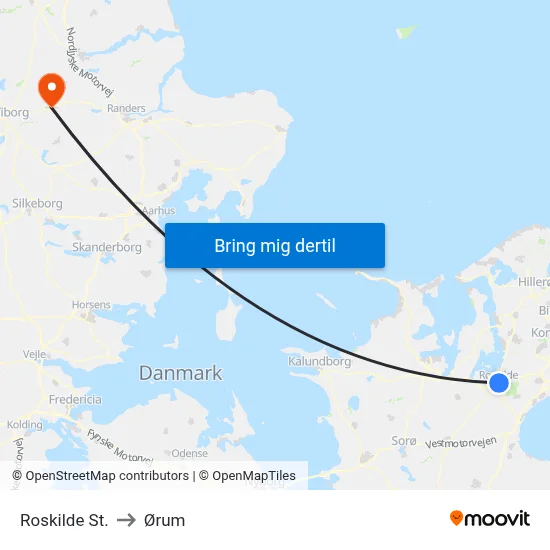 Roskilde St. to Ørum map