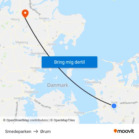 Smedeparken to Ørum map