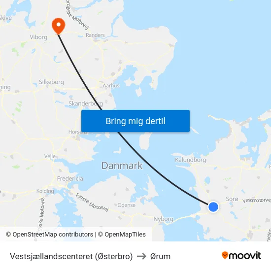 Vestsjællandscenteret (Østerbro) to Ørum map