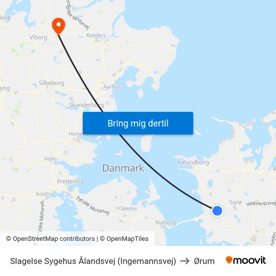Slagelse Sygehus Ålandsvej (Ingemannsvej) to Ørum map