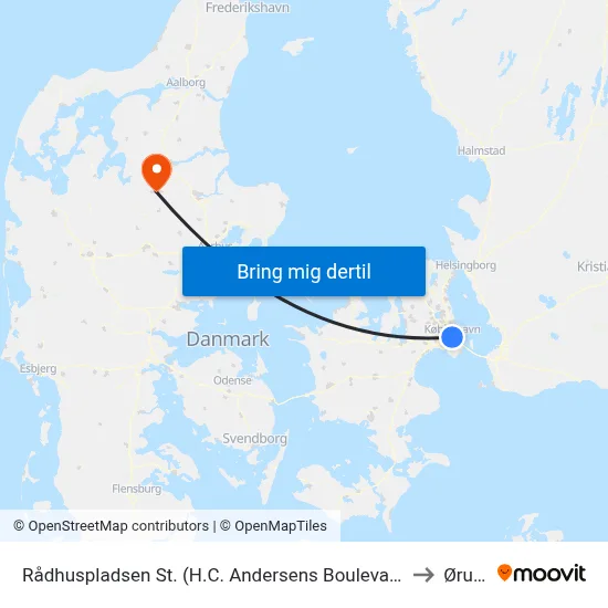 Rådhuspladsen St. (H.C. Andersens Boulevard) to Ørum map