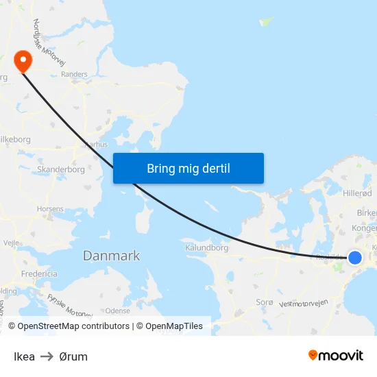 Ikea to Ørum map