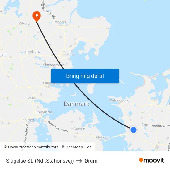 Slagelse St. (Ndr.Stationsvej) to Ørum map
