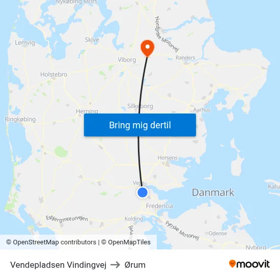 Vendepladsen Vindingvej (Vejle) to Ørum map