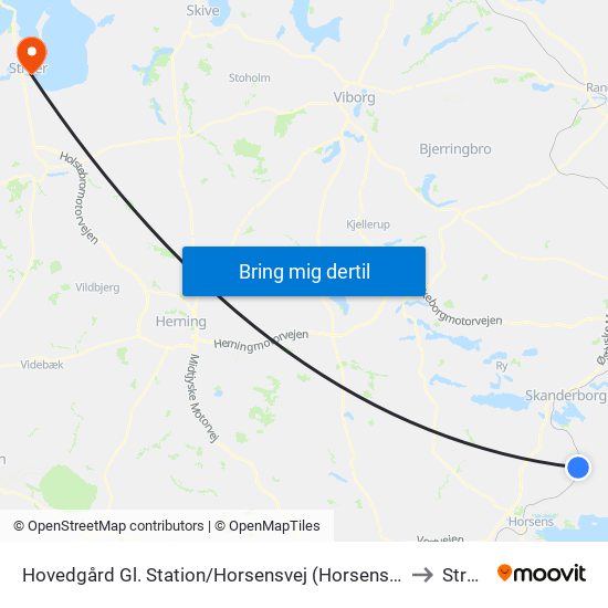 Hovedgård Gl. Station/Horsensvej (Horsens Kom) to Struer map