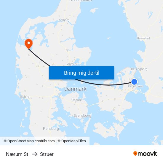 Nærum St. to Struer map