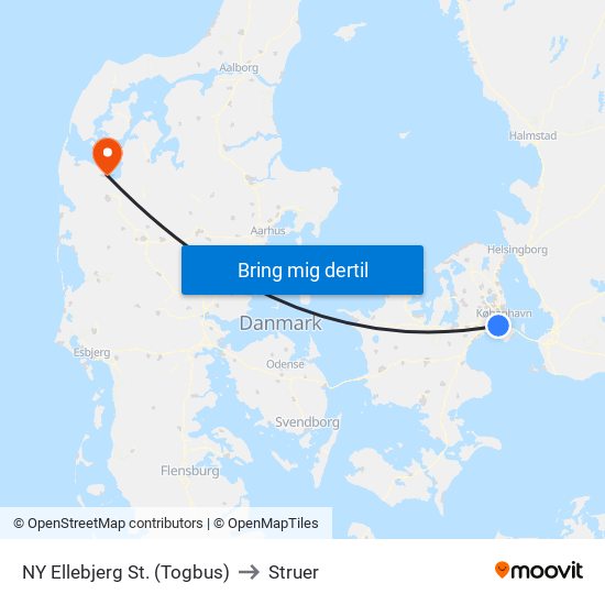 NY Ellebjerg St. (Togbus) to Struer map