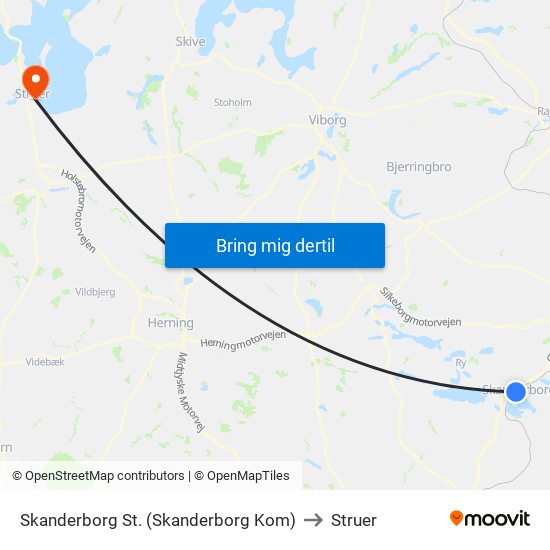 Skanderborg St. (Skanderborg Kom) to Struer map