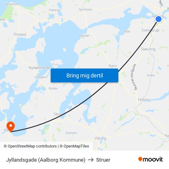 Jyllandsgade (Aalborg Kommune) to Struer map