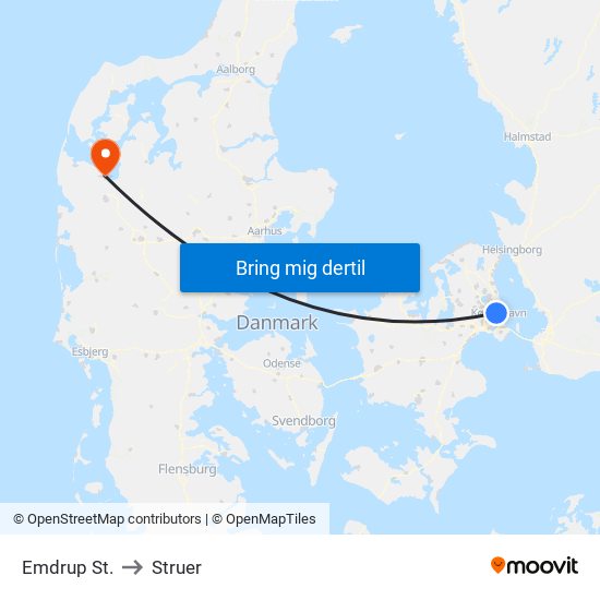 Emdrup St. to Struer map