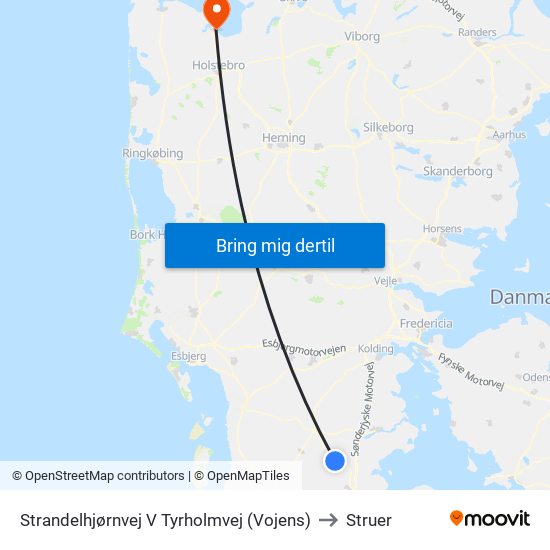 Strandelhjørnvej V Tyrholmvej (Vojens) to Struer map