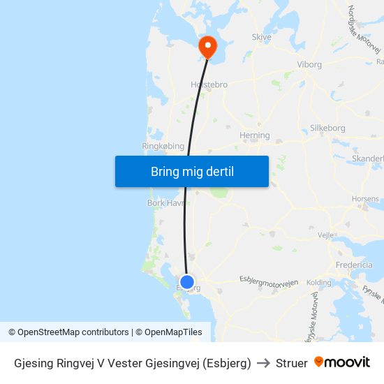 Gjesing Ringvej V Vester Gjesingvej (Esbjerg) to Struer map