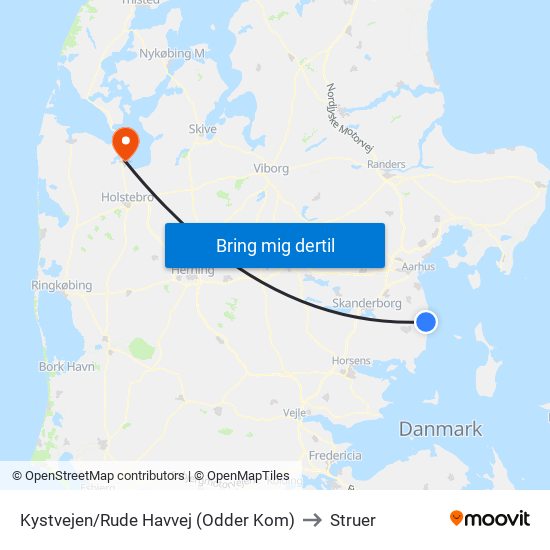 Kystvejen/Rude Havvej (Odder Kom) to Struer map