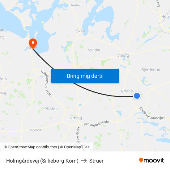 Holmgårdevej (Silkeborg Kom) to Struer map