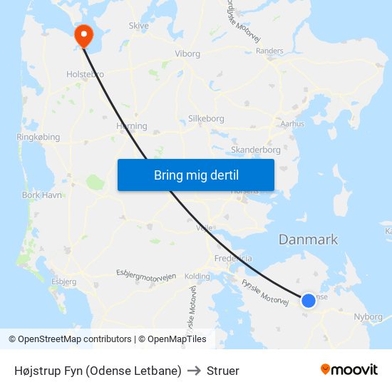 Højstrup Fyn (Odense Letbane) to Struer map