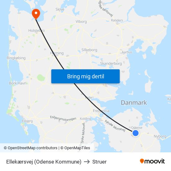Ellekærsvej (Odense Kommune) to Struer map