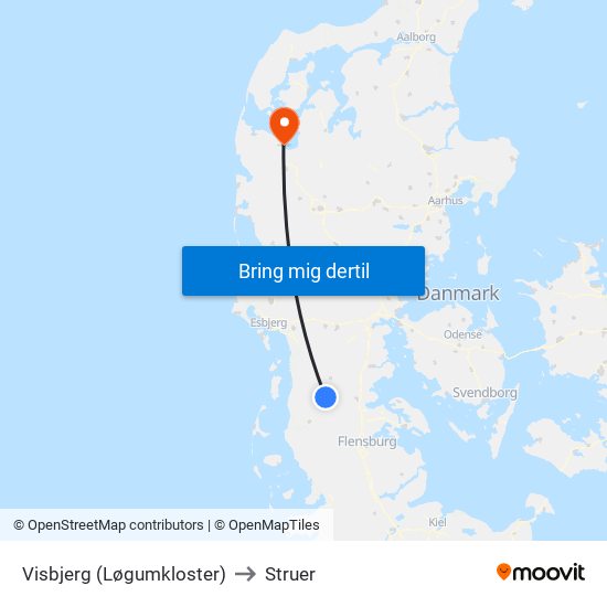 Visbjerg (Løgumkloster) to Struer map