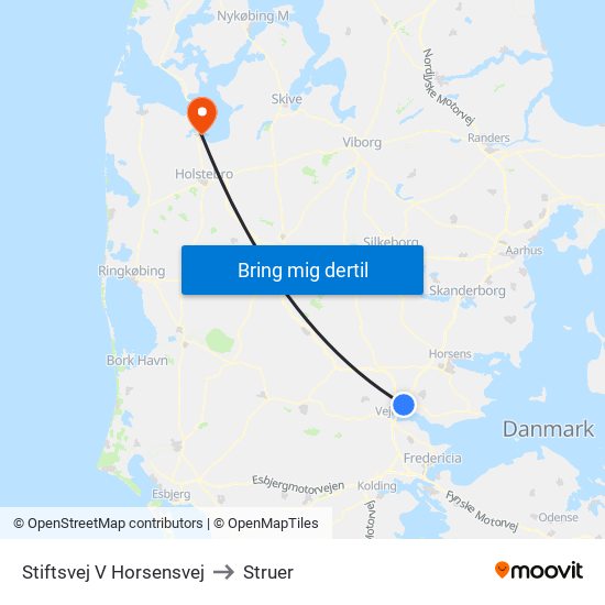Stiftsvej V Horsensvej to Struer map
