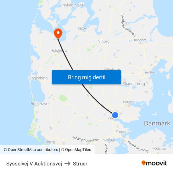 Sysselvej V Auktionsvej to Struer map