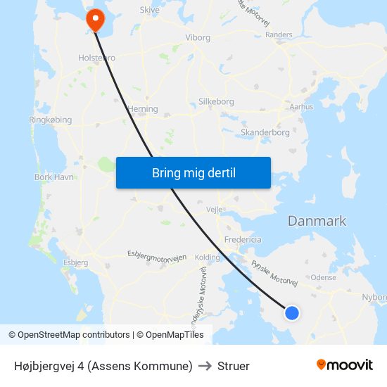 Højbjergvej 4 (Assens Kommune) to Struer map