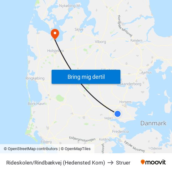 Rideskolen/Rindbækvej (Hedensted Kom) to Struer map