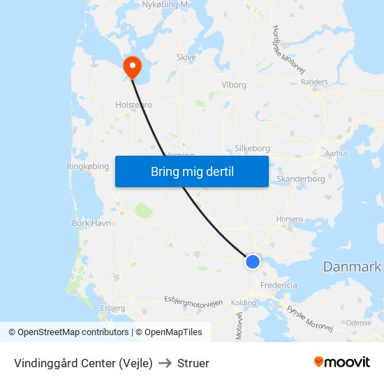 Vindinggård Center (Vejle) to Struer map