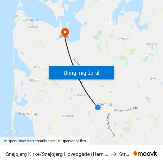 Snejbjerg Kirke/Snejbjerg Hovedgade (Herning Kom) to Struer map