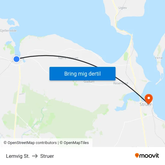 Lemvig St. to Struer map