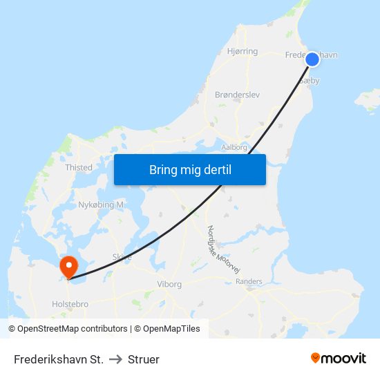 Frederikshavn St. to Struer map