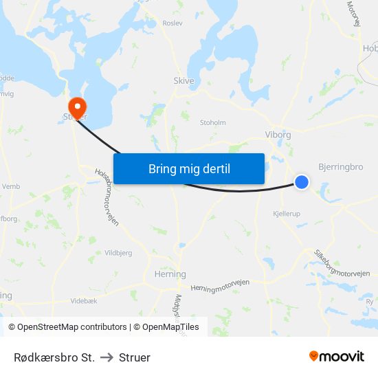 Rødkærsbro St. to Struer map