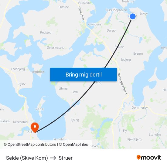 Selde (Skive Kom) to Struer map