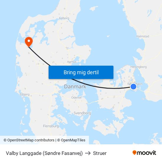 Valby Langgade (Søndre Fasanvej) to Struer map
