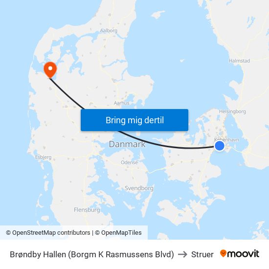 Brøndby Hallen (Borgm K Rasmussens Blvd) to Struer map