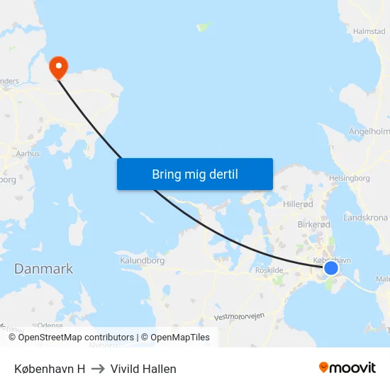 København H to Vivild Hallen map
