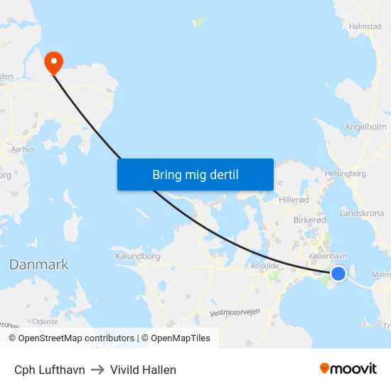 Cph Lufthavn to Vivild Hallen map