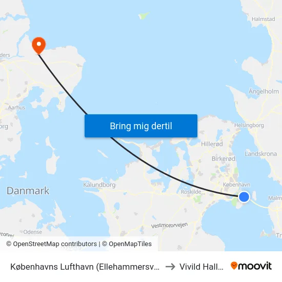Københavns Lufthavn (Ellehammersvej) to Vivild Hallen map