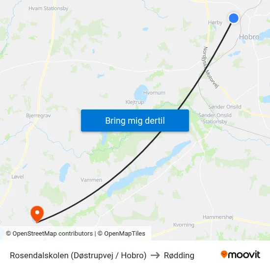Rosendalskolen (Døstrupvej / Hobro) to Rødding map