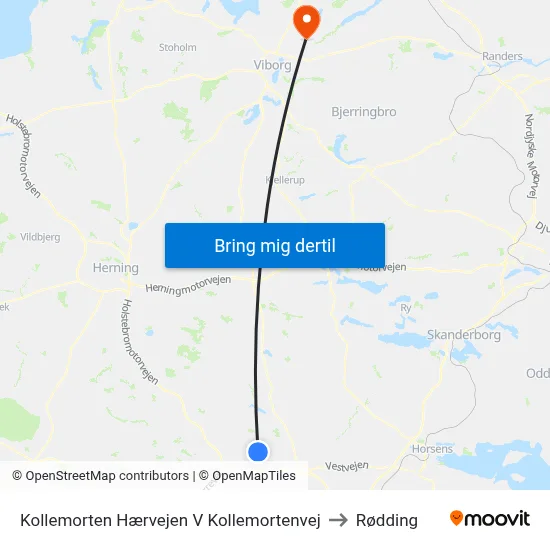 Kollemorten Hærvejen V Kollemortenvej to Rødding map