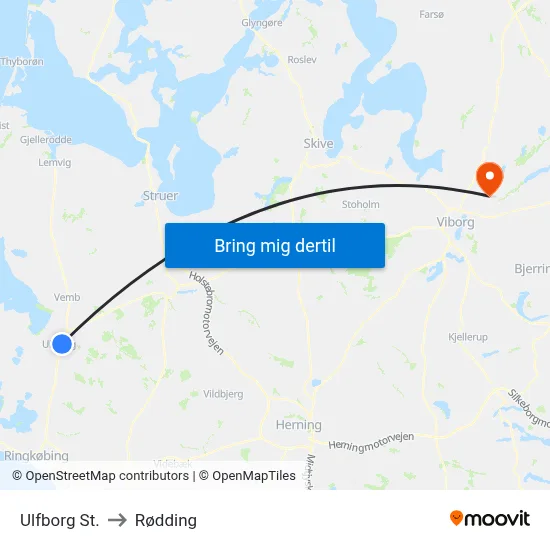 Ulfborg St. to Rødding map