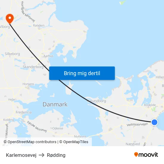 Karlemosevej to Rødding map