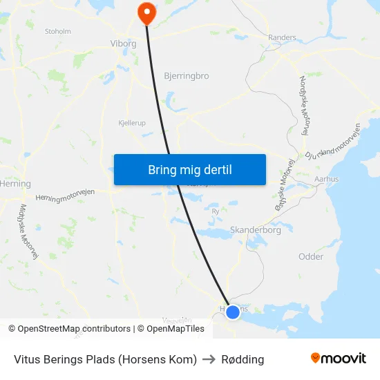 Vitus Berings Plads (Horsens Kom) to Rødding map