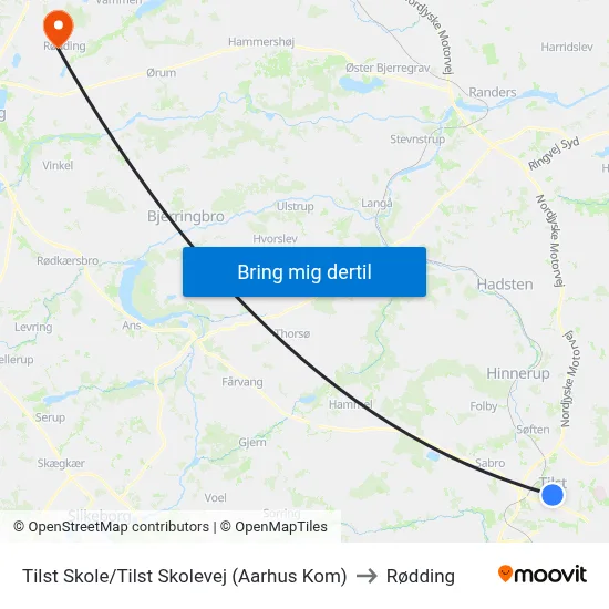 Tilst Skole/Tilst Skolevej (Aarhus Kom) to Rødding map