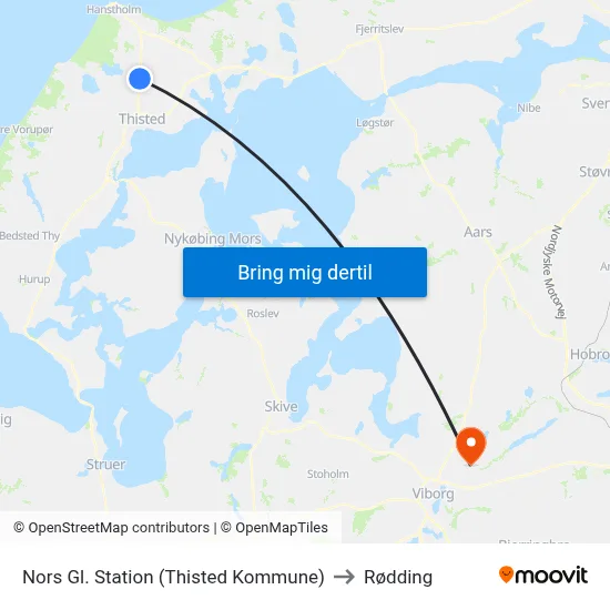 Nors Gl. Station (Thisted Kommune) to Rødding map