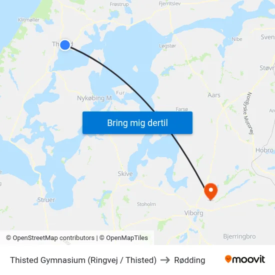 Thisted Gymnasium (Ringvej / Thisted) to Rødding map